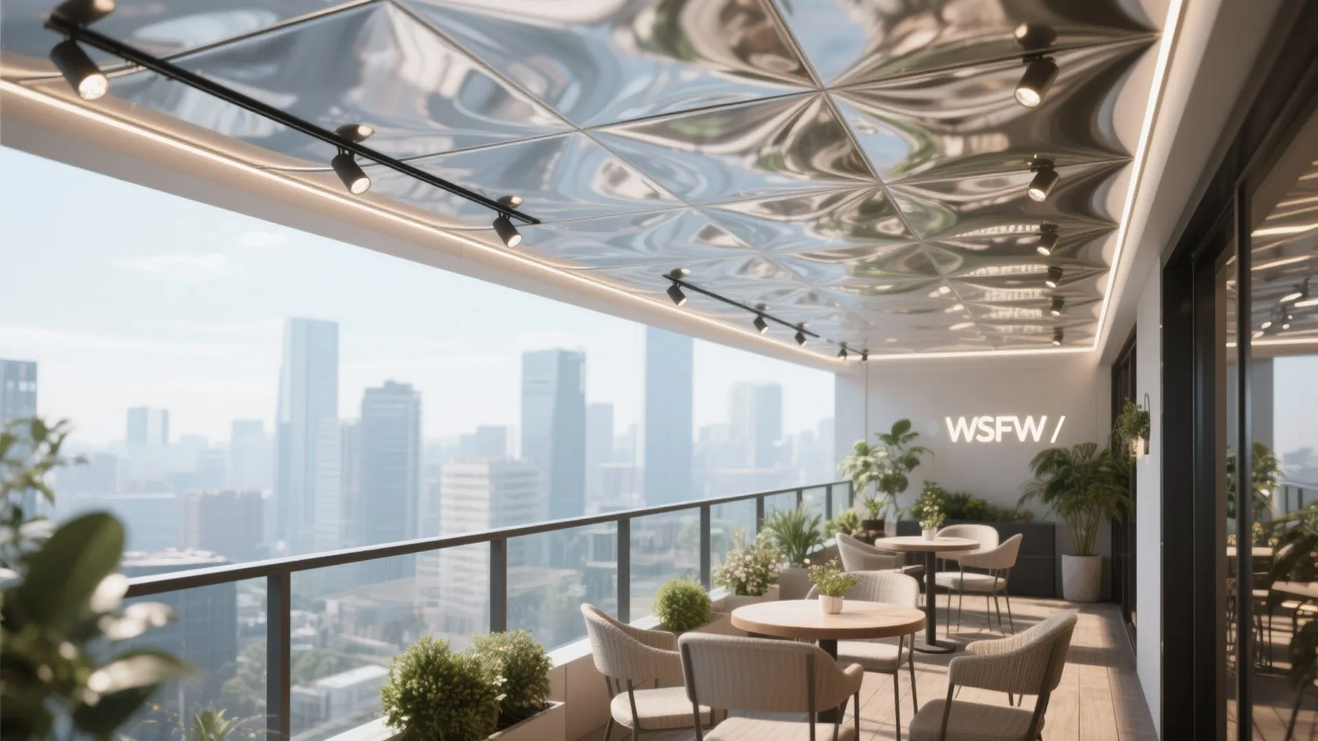 Glossy Stretch Ceiling to Boost Light and Height