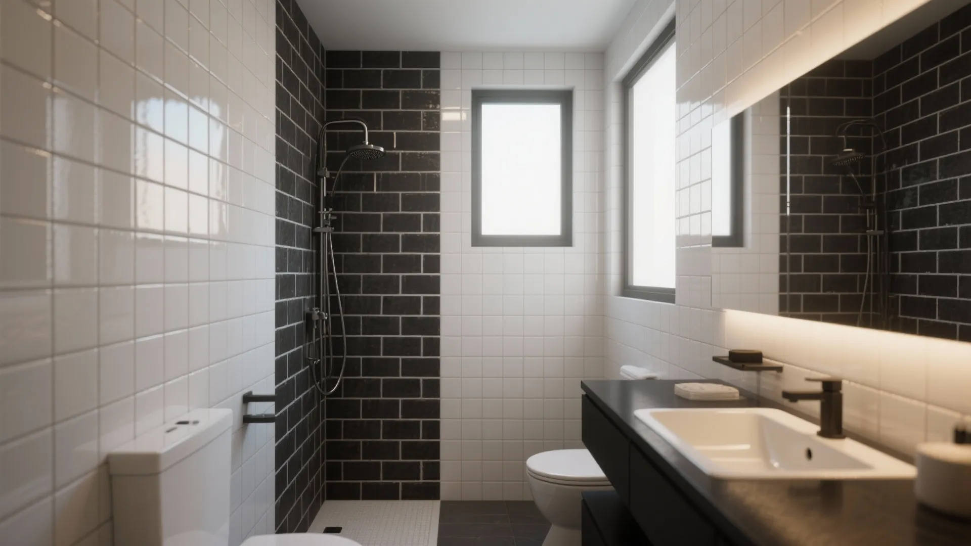 Glossy Subway With High-Contrast Grout