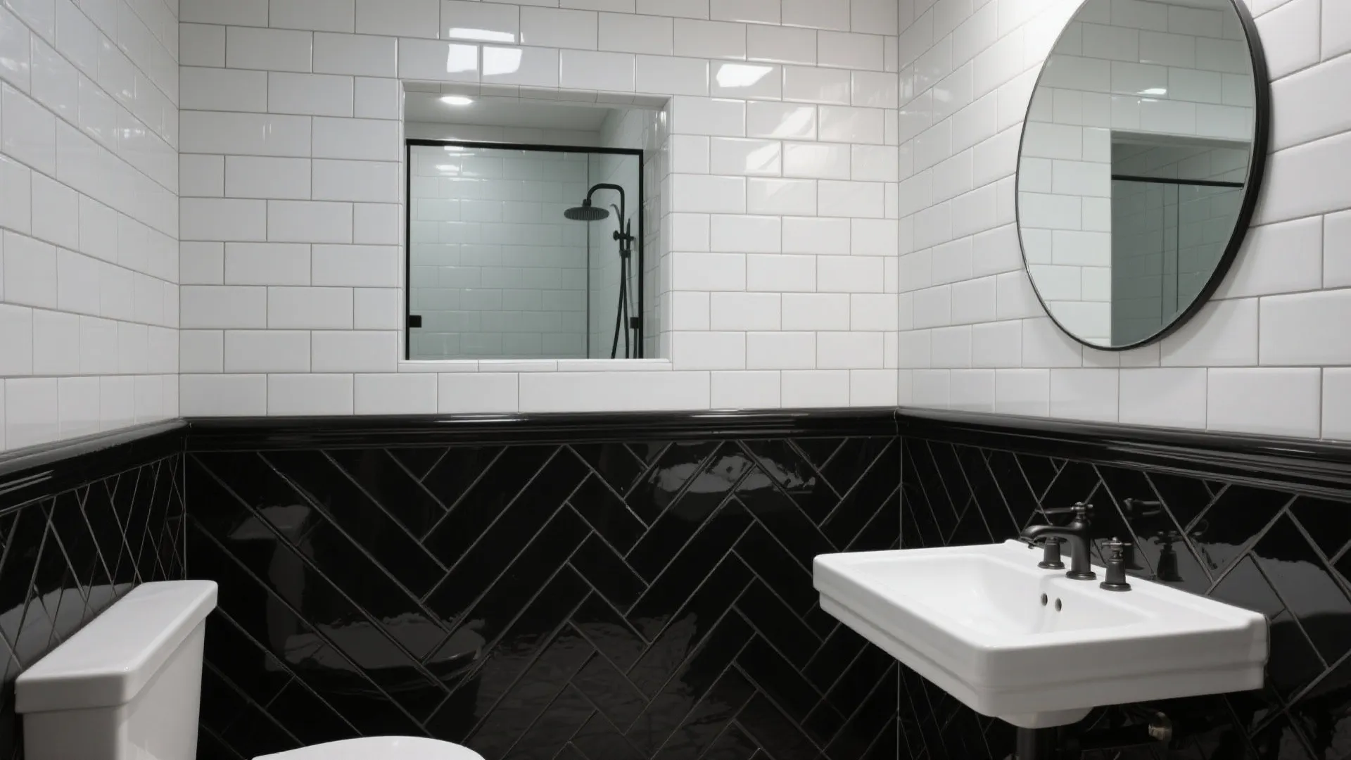 Glossy Subway Patterns with High-Contrast Grout