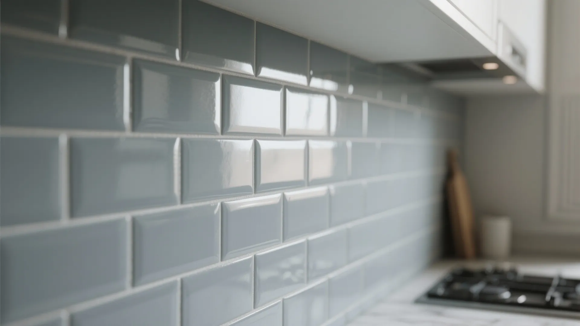 1. Glossy subway gray tile to bounce light