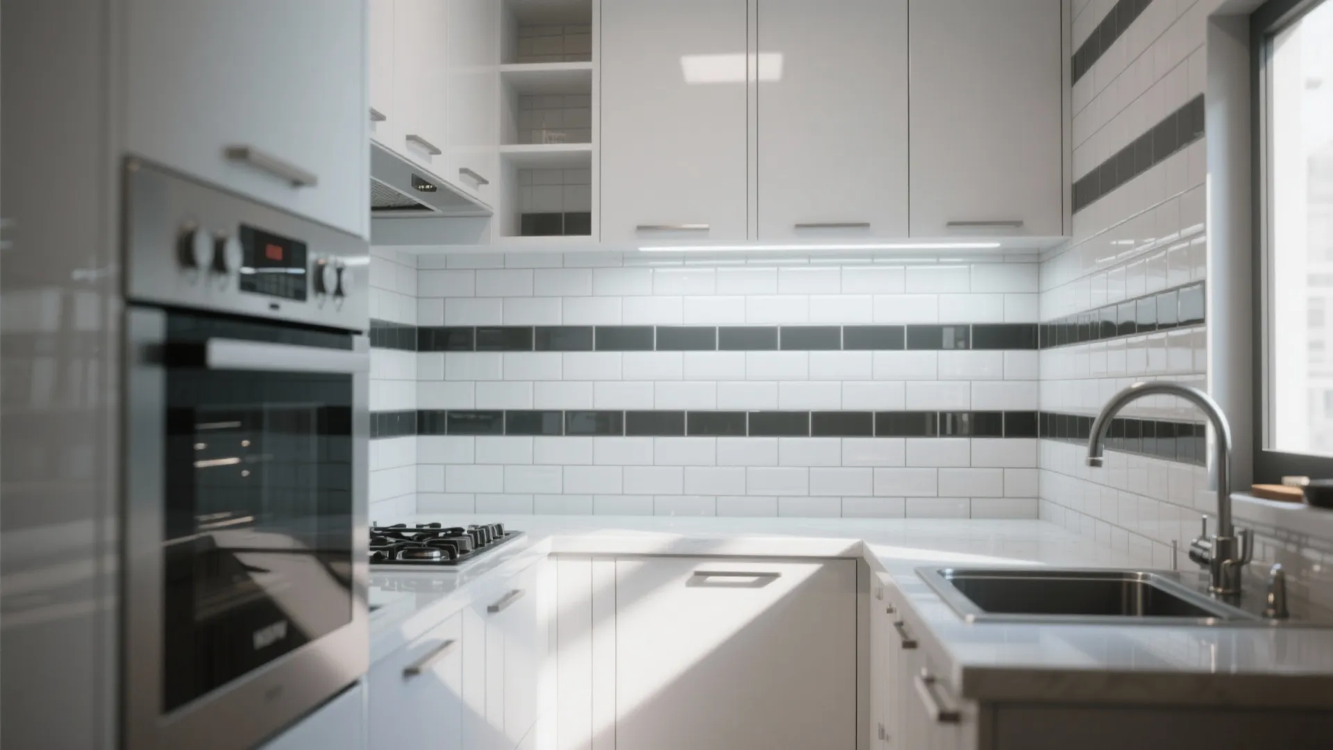 Glossy subway tiles
