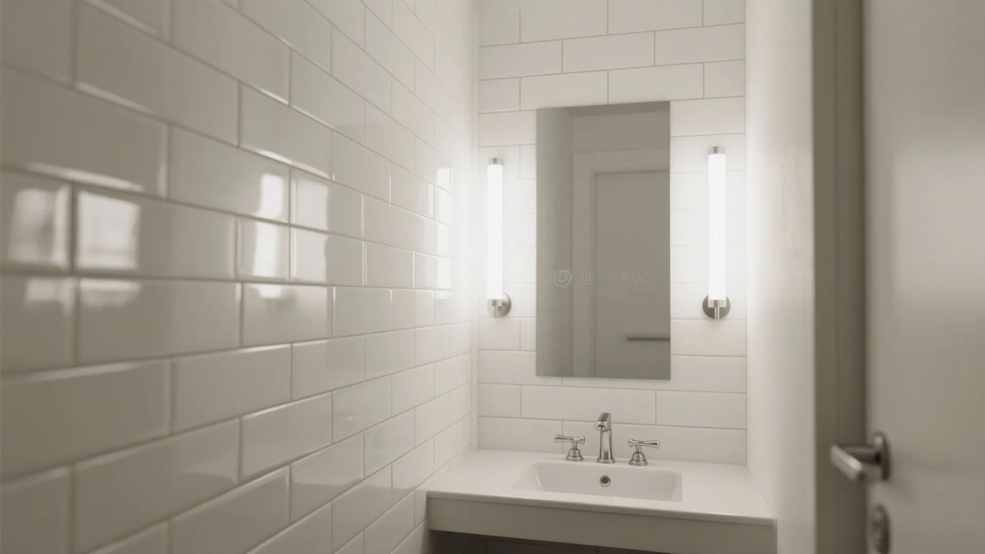 Glossy Subway Tiles with Tight Grout