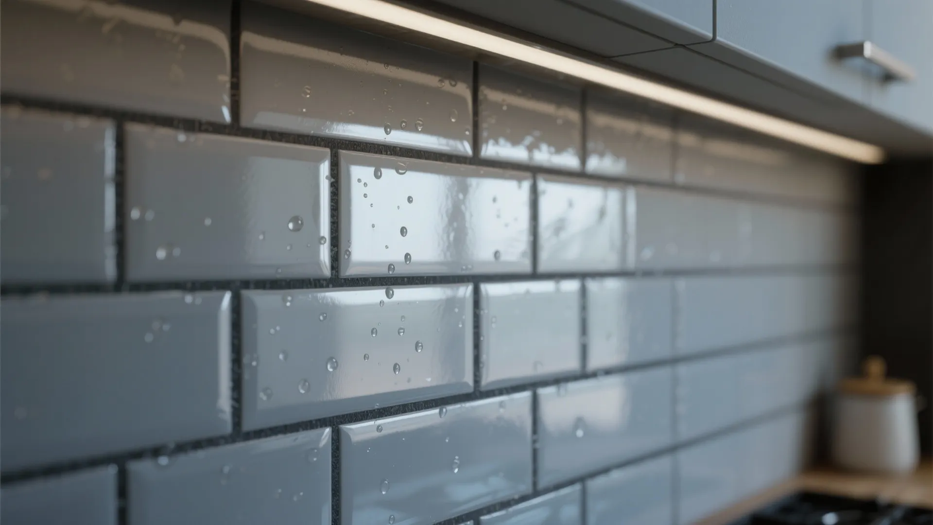 3. Glossy subway tile with contrasting grout