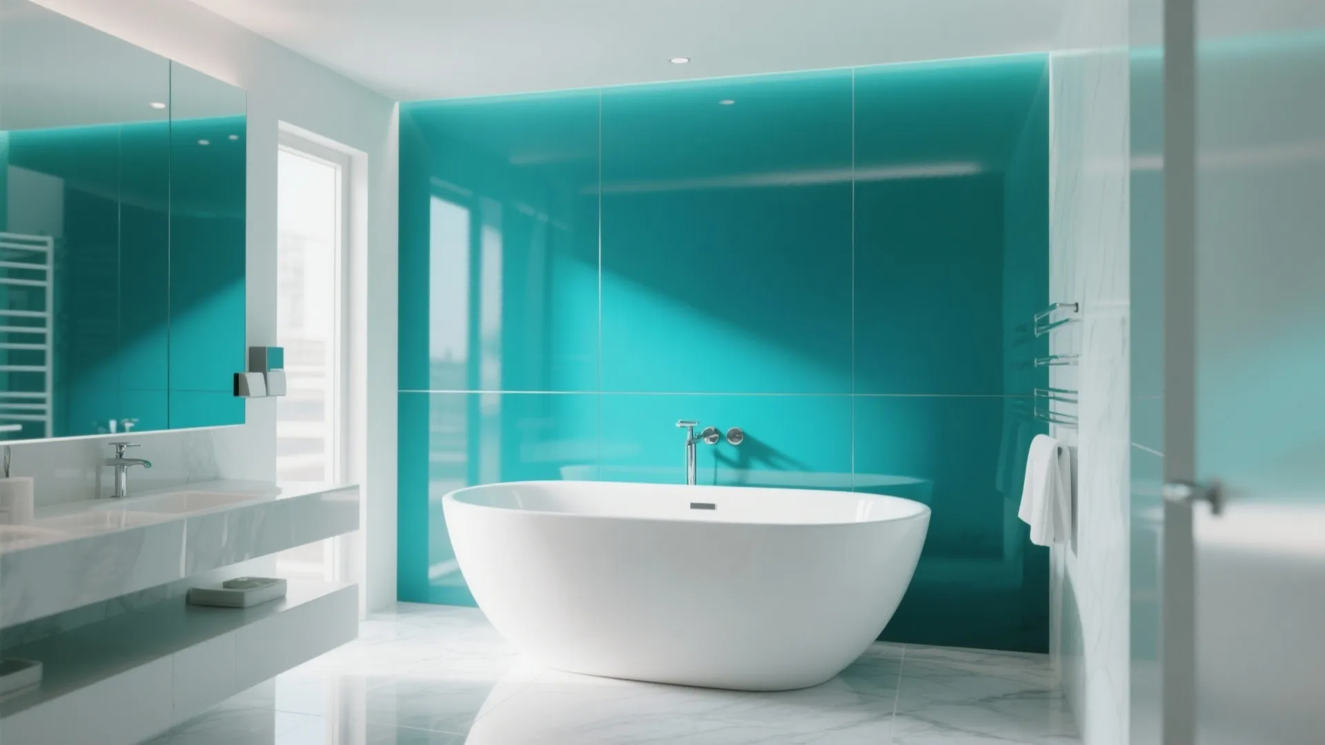 Glossy Teal Feature Wall