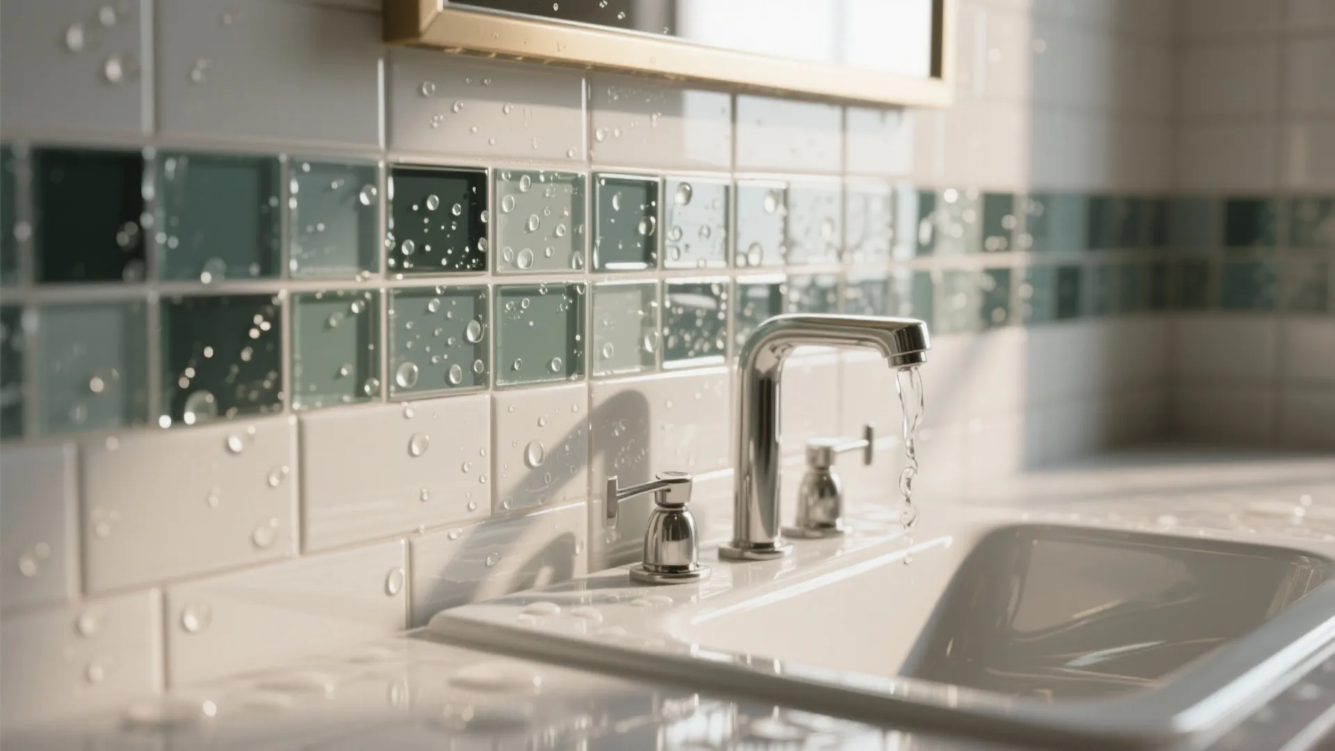 5. Reflective glass or glossy tiles for extra light