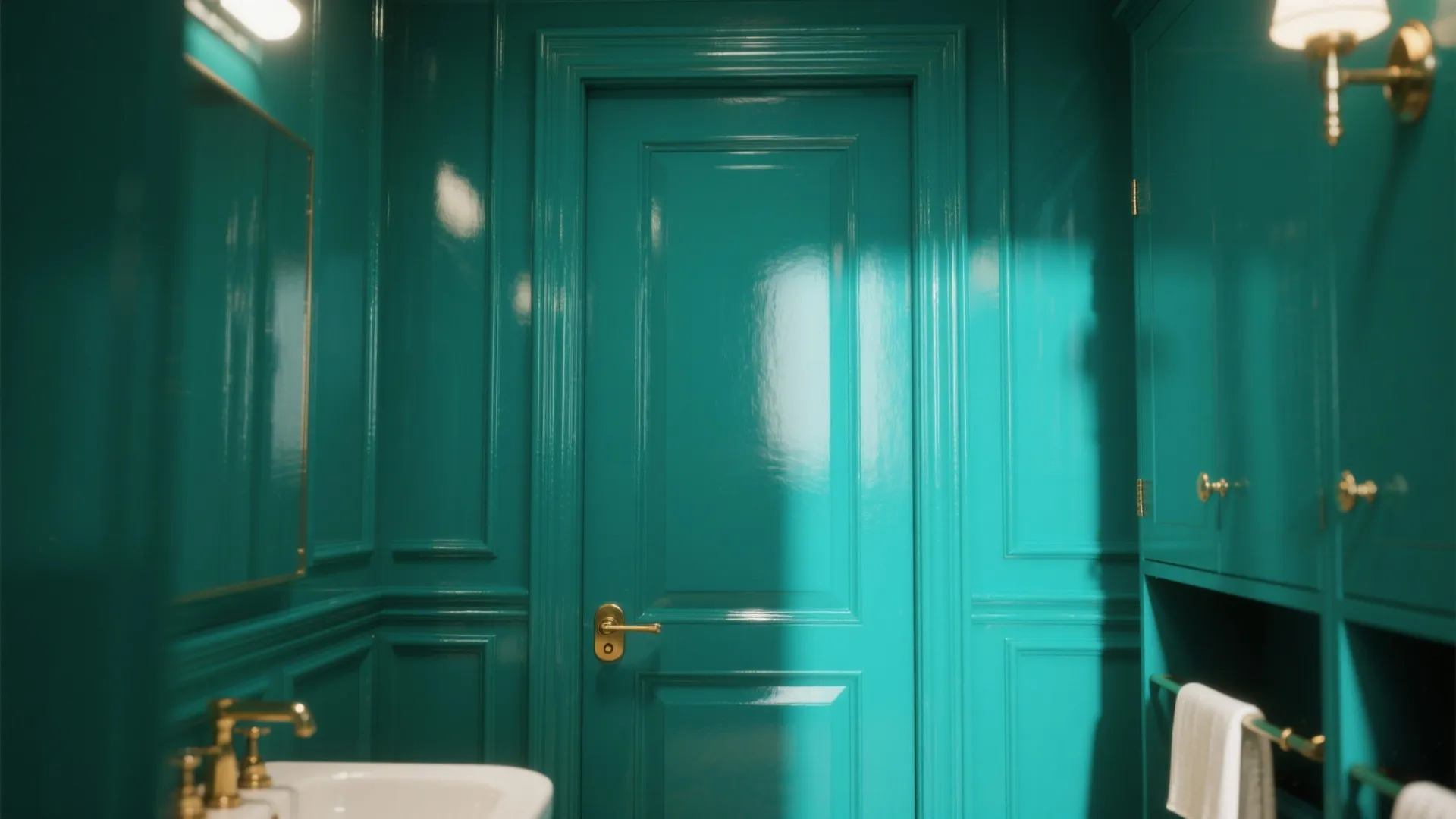 5. High-Sheen Trim and Bold Door Color