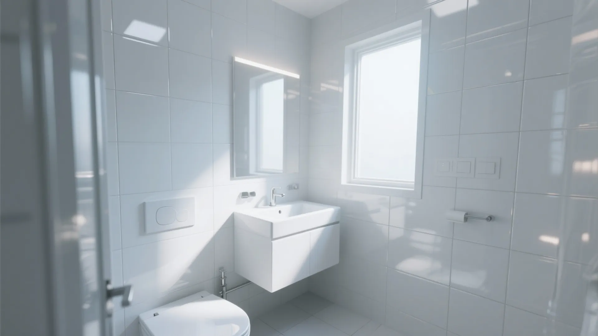 2. Glossy White with Light Grout