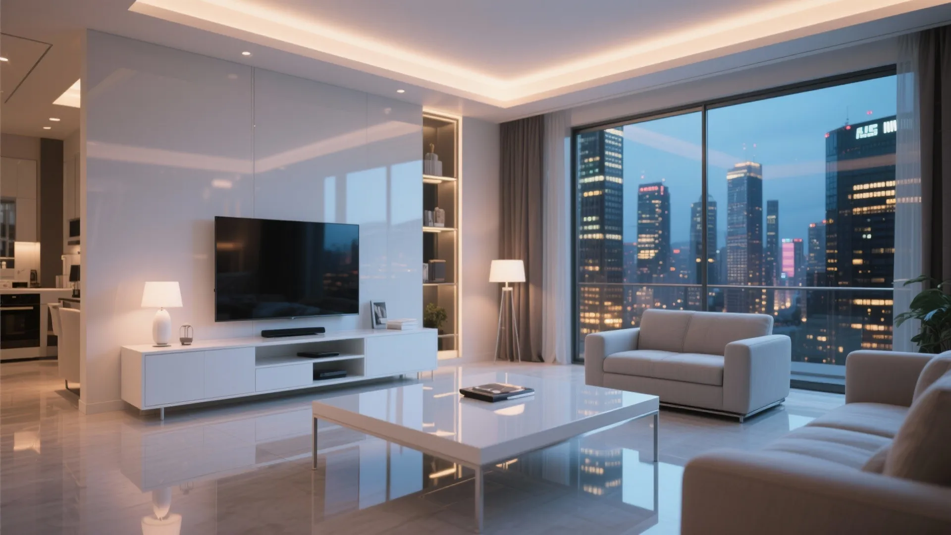 10. Glossy White Surfaces for Modern Edge