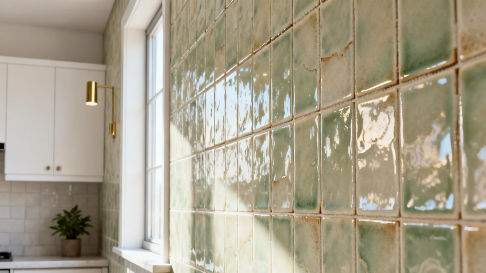 Glossy “zellige” prints for depth and shimmer