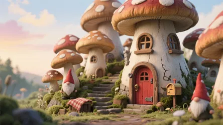 5 Painting Ideas: Gnome Mushroom House Drawing