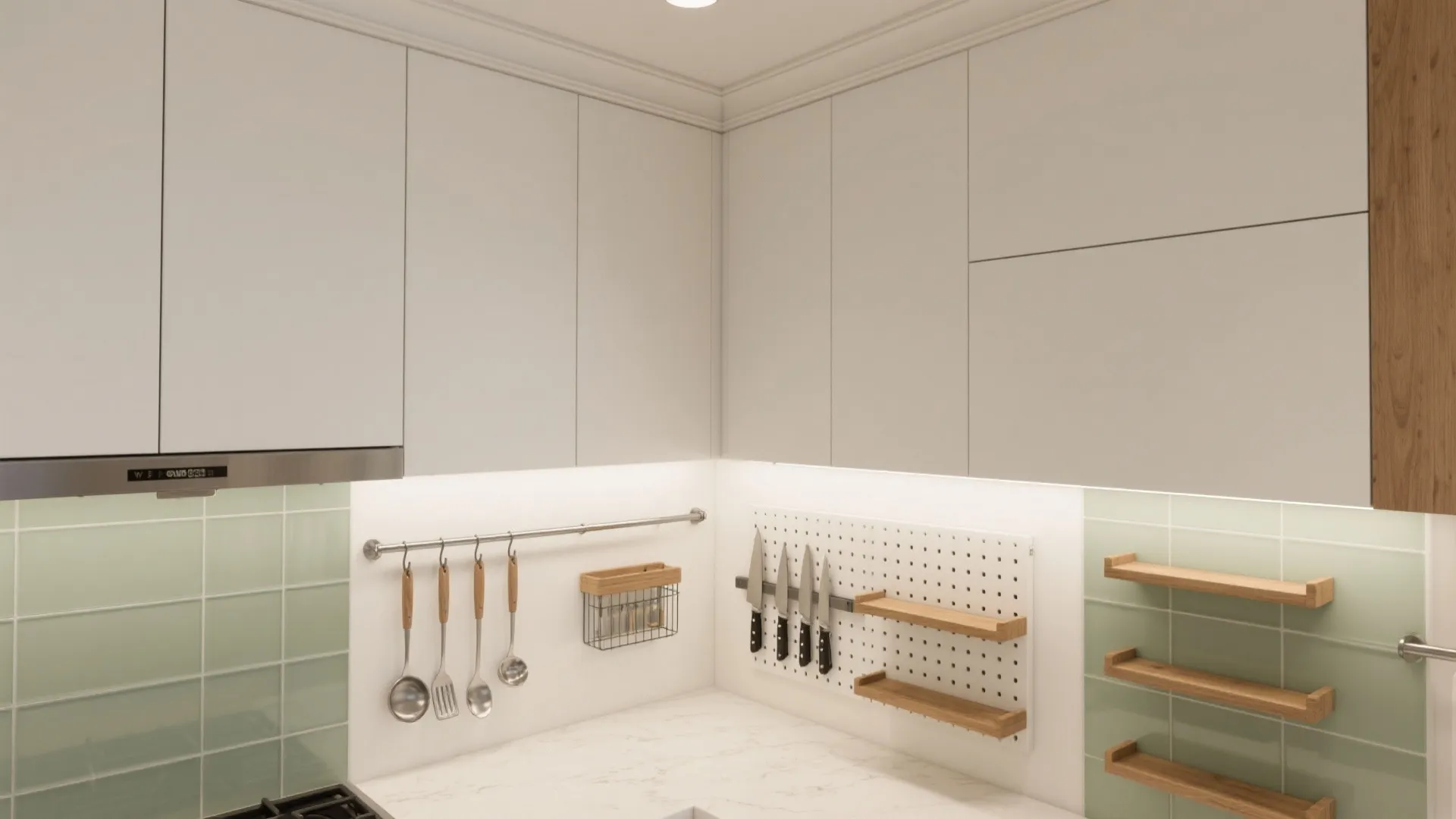 Go Vertical: Ceiling-Height Cabinets, Rails, and Pegboards