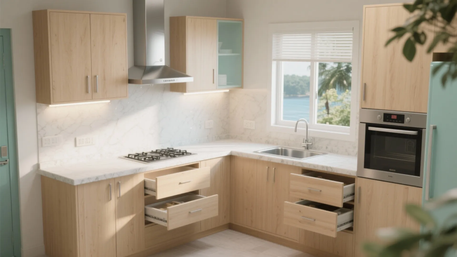 Monsoon-Smart Modular Kitchen (Ventilation, Materials, Layout)