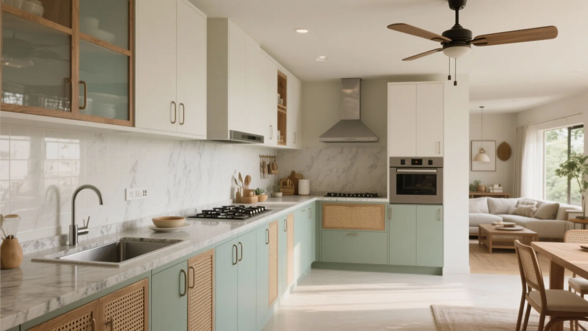 Open-plan L-shaped kitchen that breathes