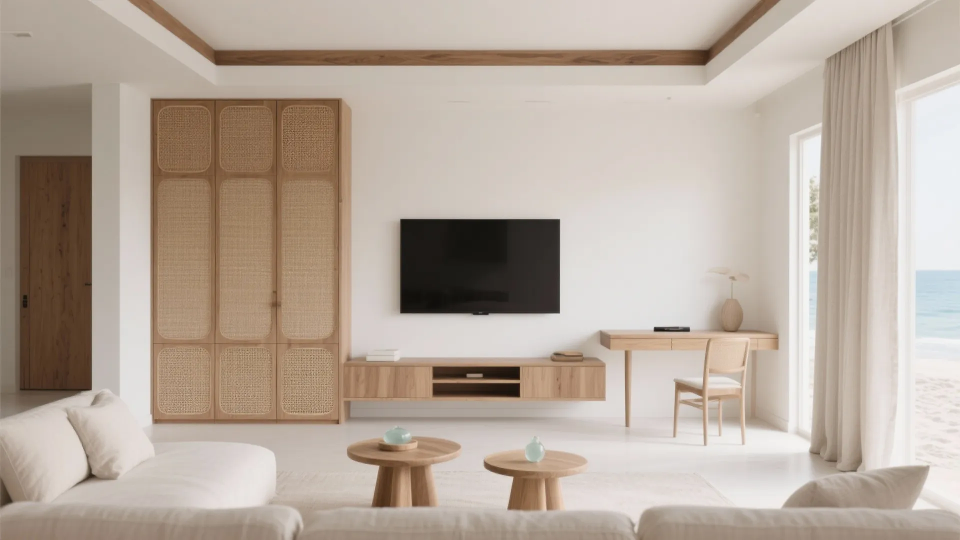 Built-ins and flexible furniture that look light