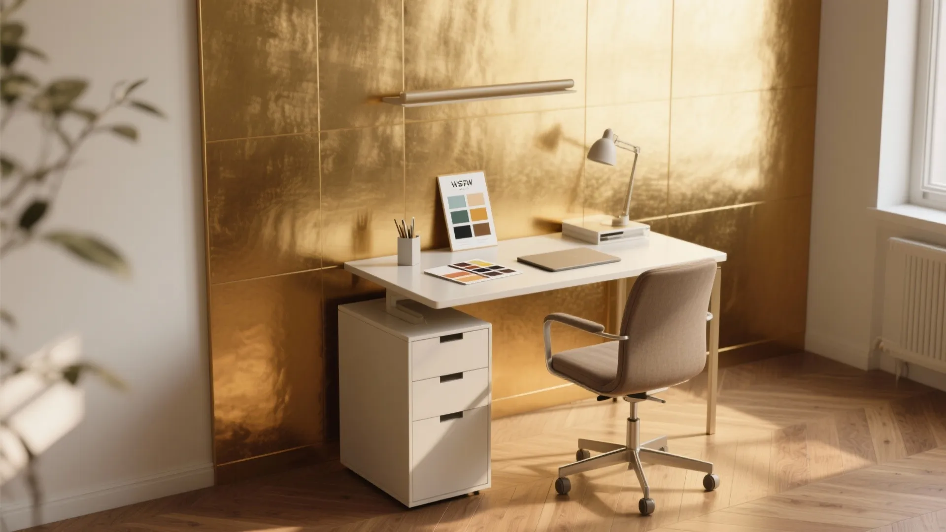 1. Warm metallic accent wall