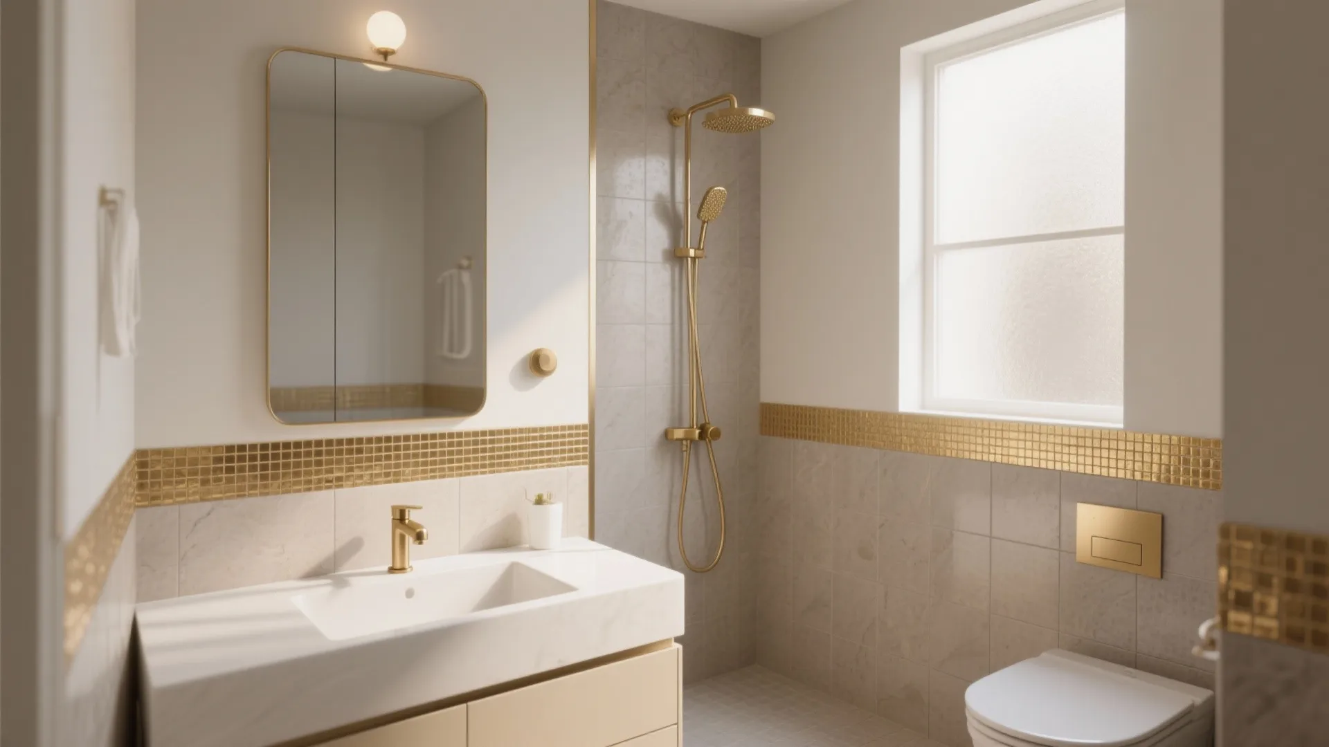 5 gold bathroom tiles ideas for small bathrooms: A senior interior designer’s guide to making compact bathrooms glow—without going gaudy