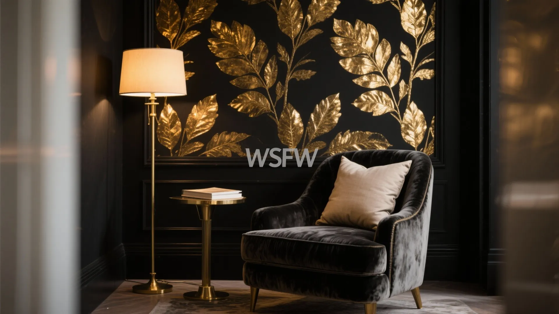 Metallic Botanical on Black for a Glam Corner