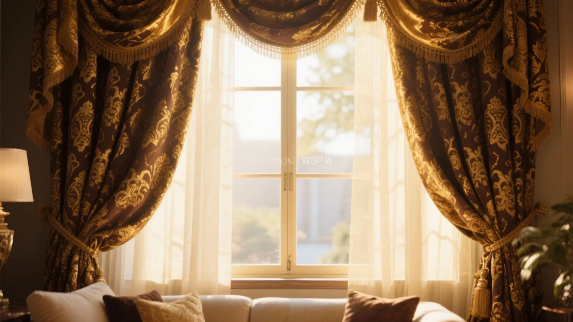 9. Gold and Brown Patterned Curtains