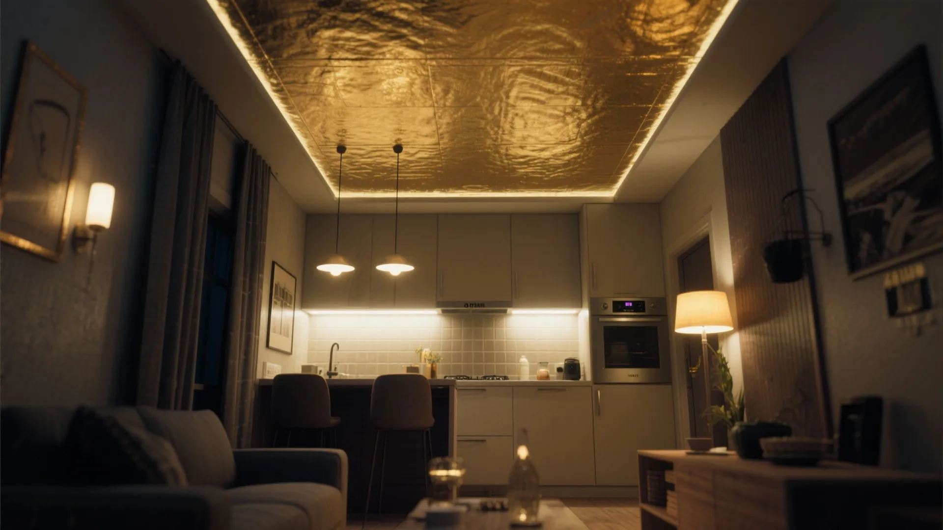 3. Subtle gold ceilings and shadow lines