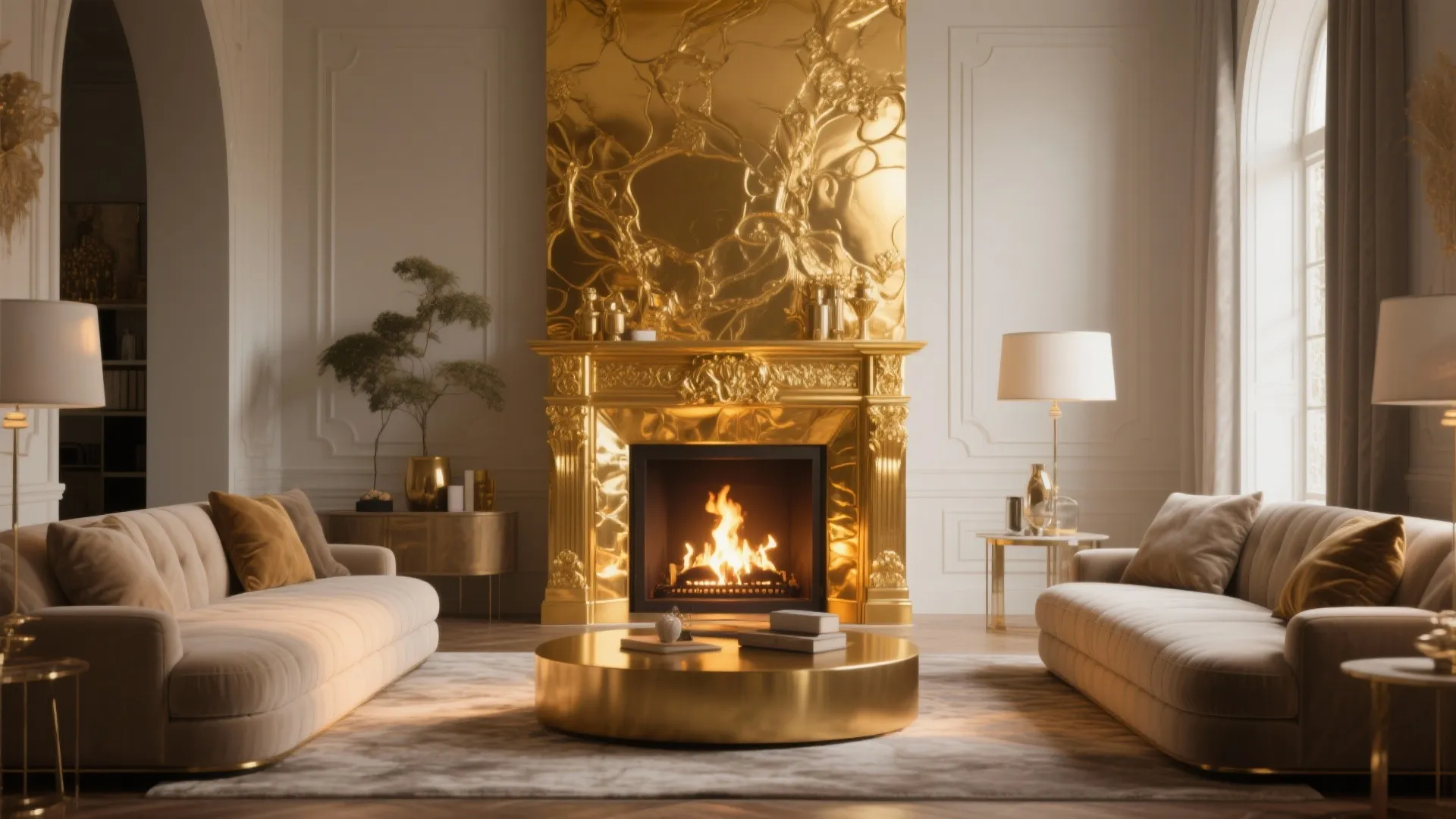 10. Gold Fireplace Surround