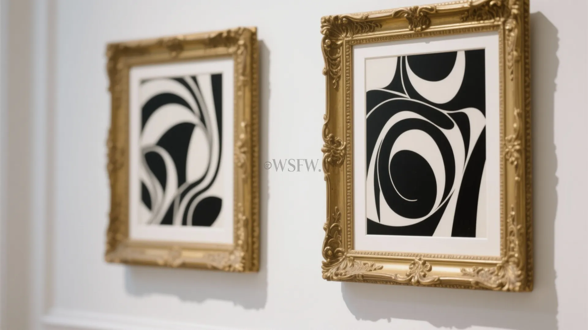 3. Gold-Framed Wall Art on White Walls