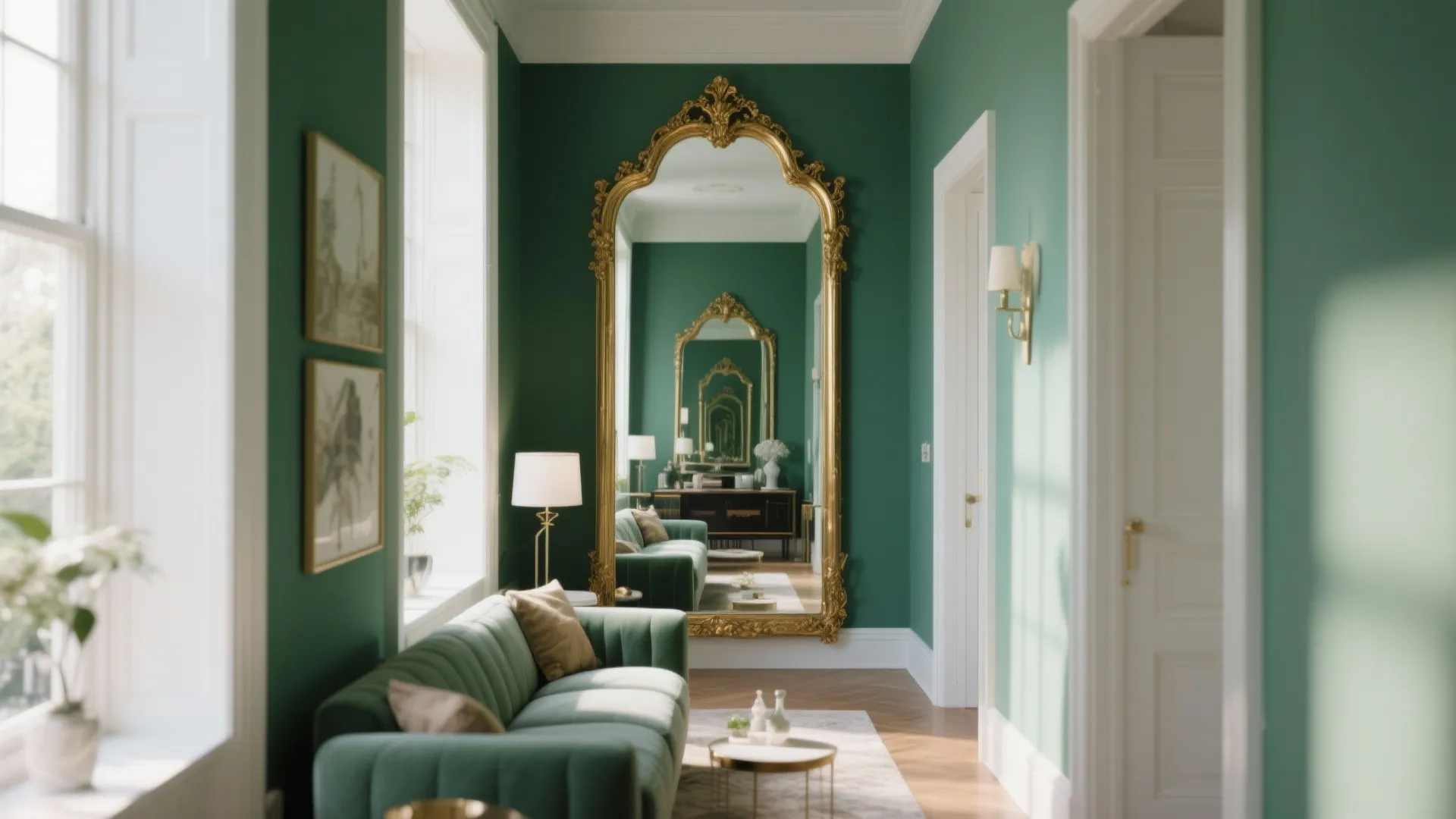 10. Framed Mirrors with Gold Borders