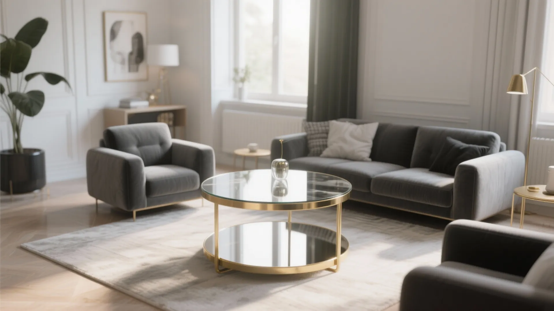 5. Gold & Glass Coffee Table