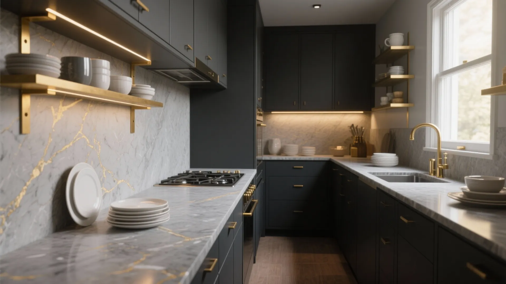 Gold & Gray Kitchen: 5 Small-Space Ideas: How I turned a tiny galley into a luxe gold and gray kitchen — five practical inspirations