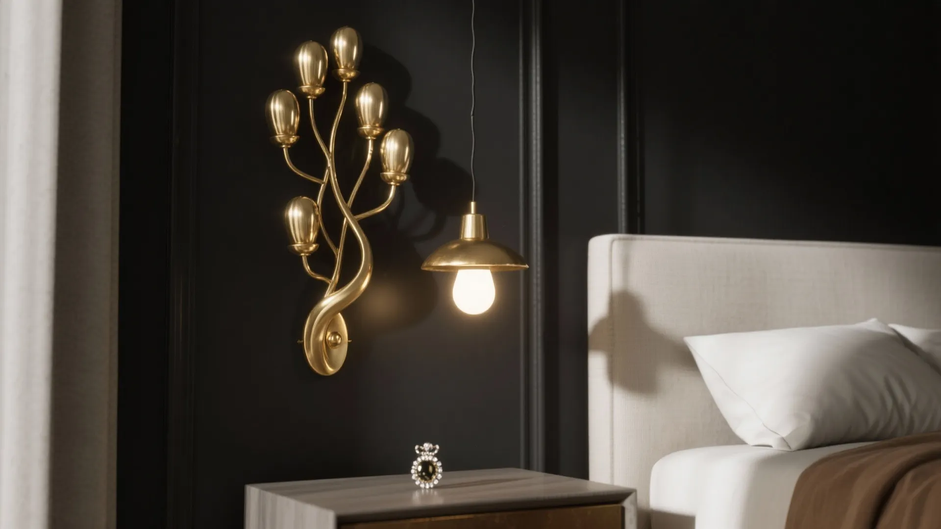 2. Use gold lighting as sculptural jewelry