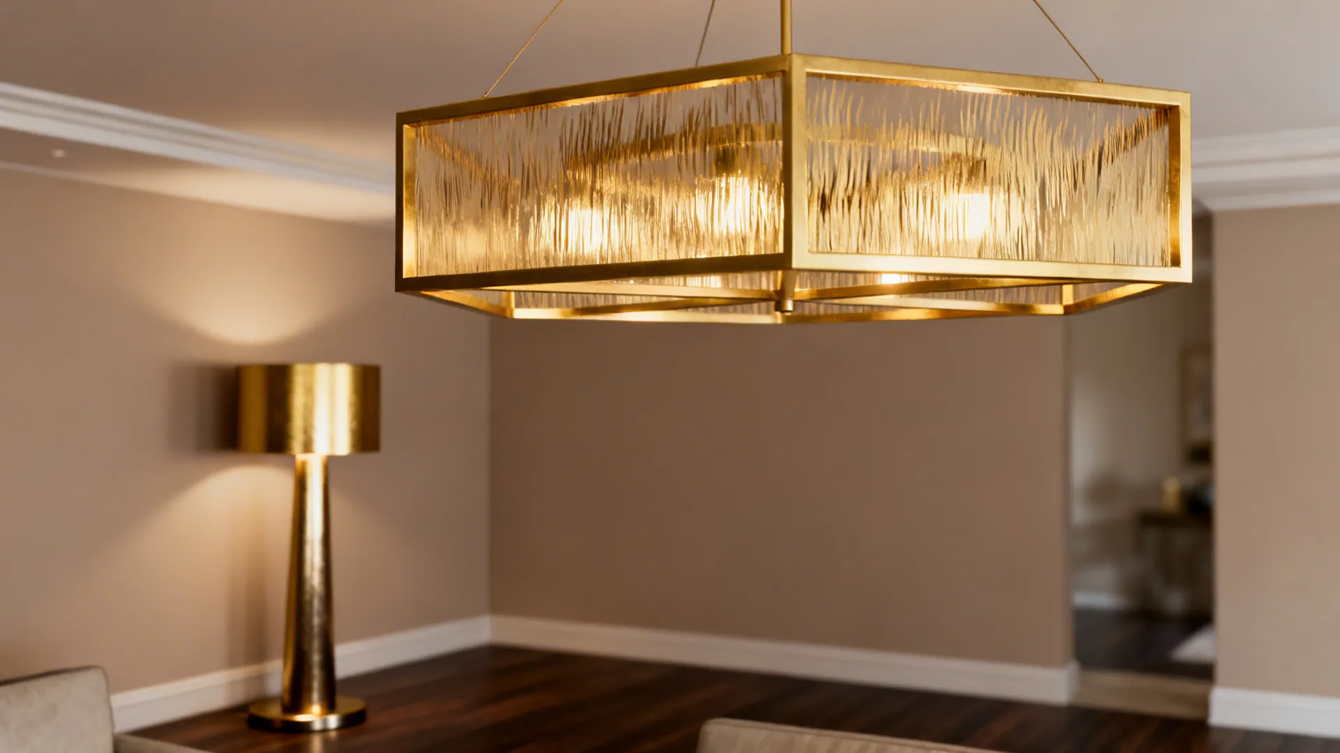 4. Statement Lighting with Gold Finish