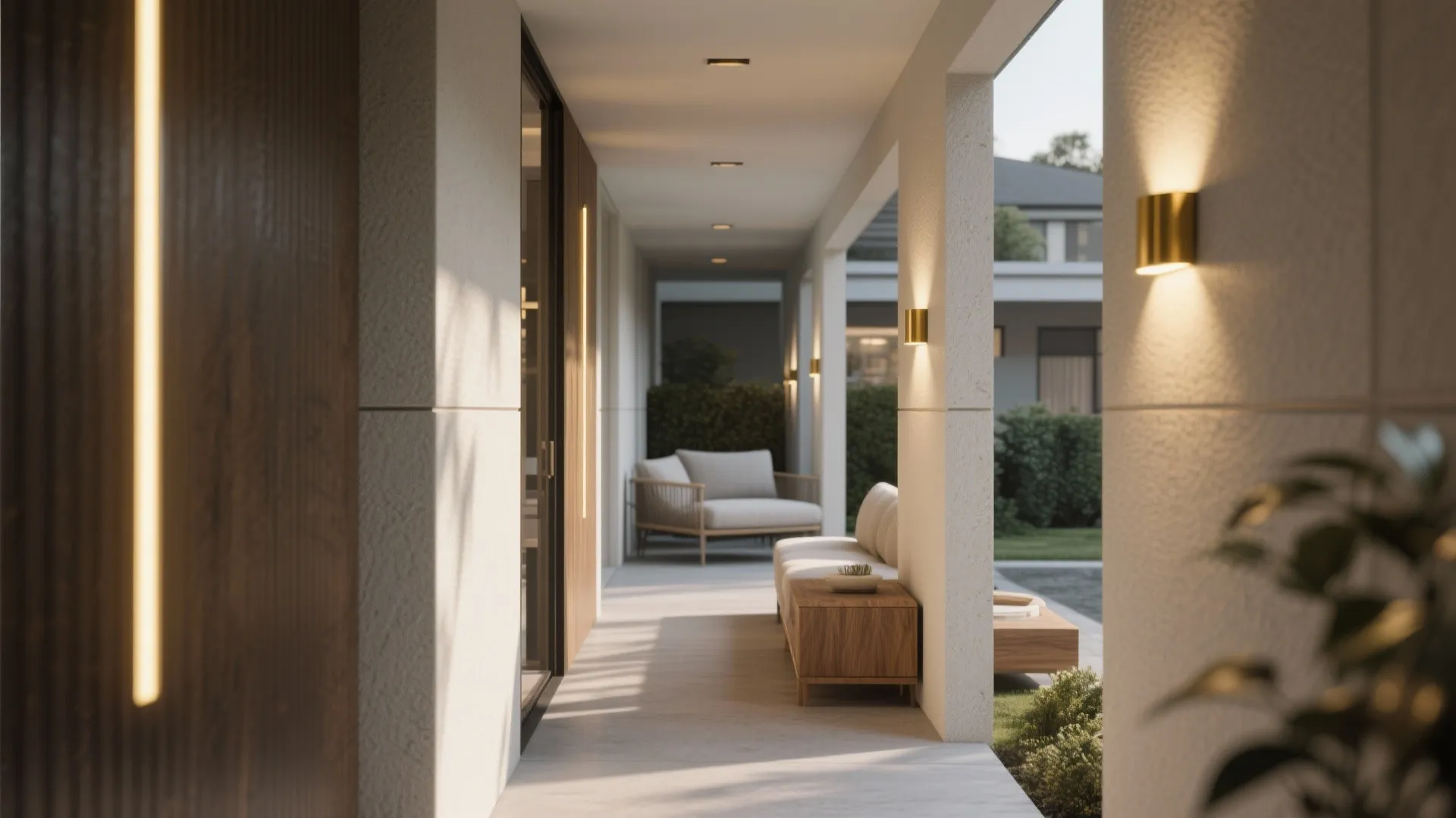 2. Slim linear lights for narrow porches