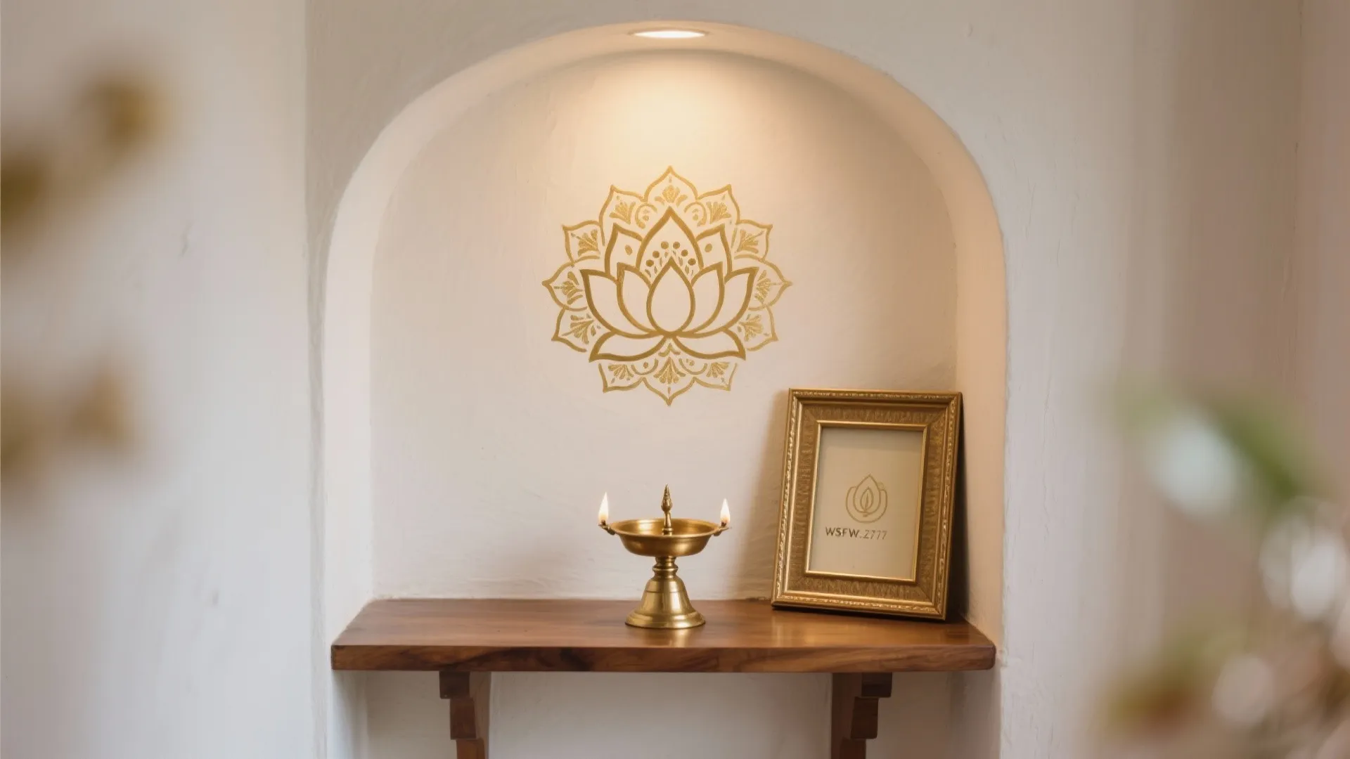 1) Sacred White with a Gold Lotus Mandala