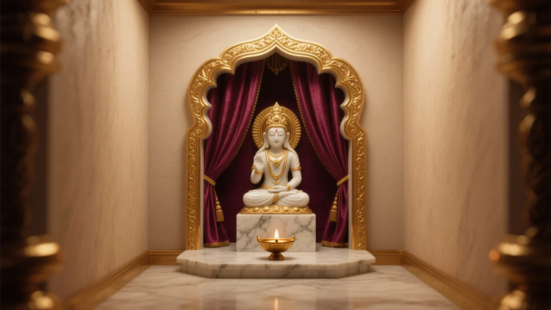 Radiant Gold Accents with Deep Maroon