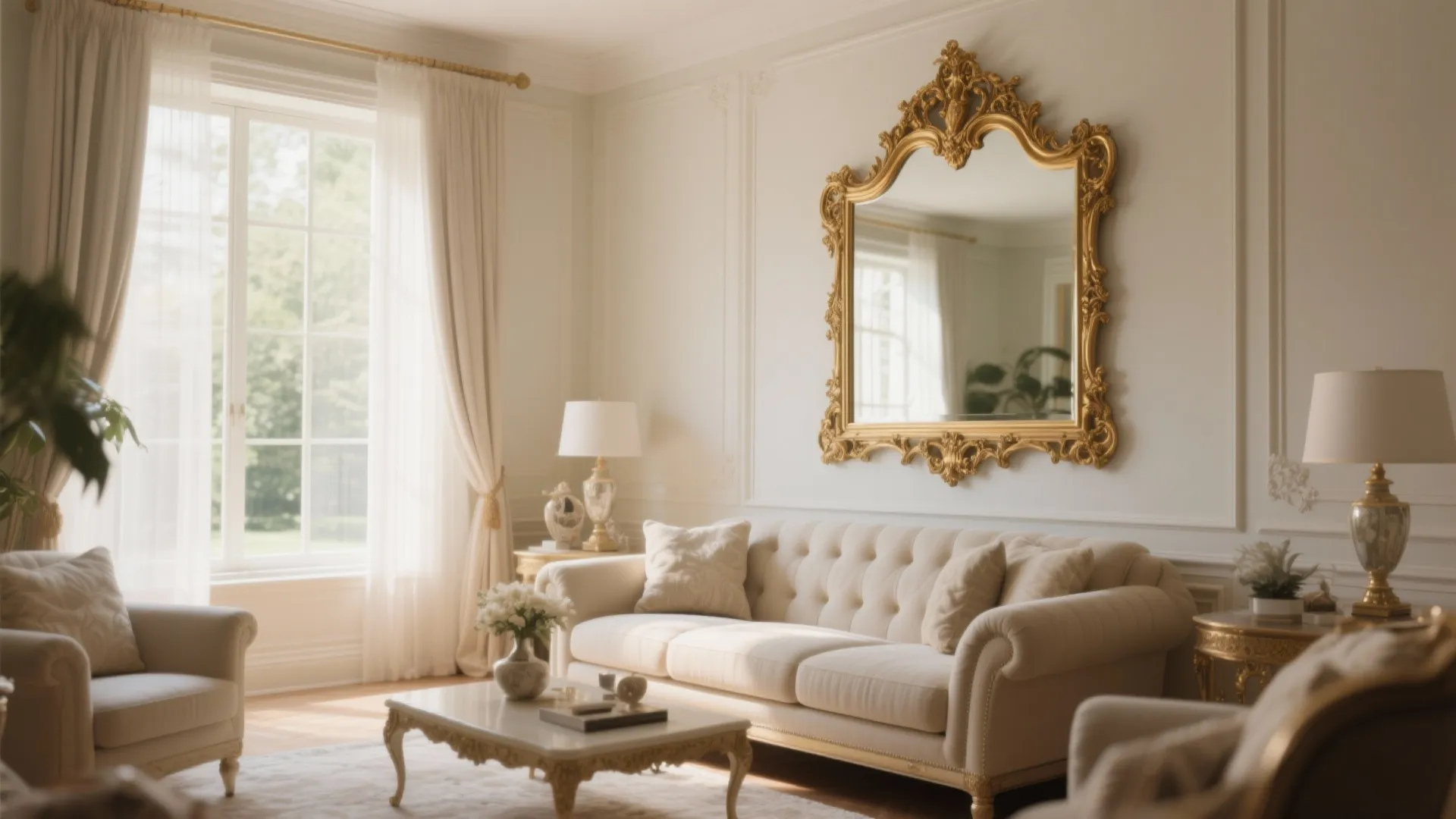 4. Statement Gold-Framed Mirror