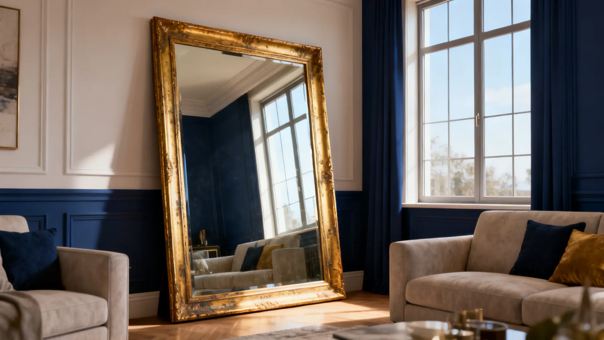 4. Metallic Gold Mirrors and Art Frames