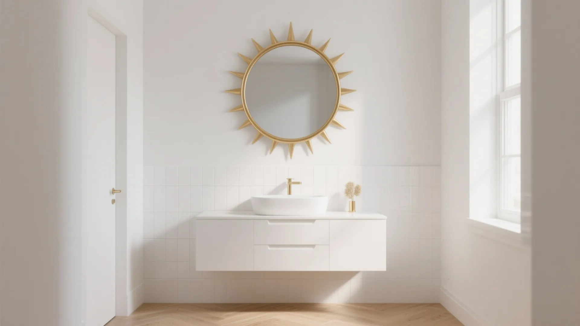 5. Statement Mirror in Gold Frame over White Wall