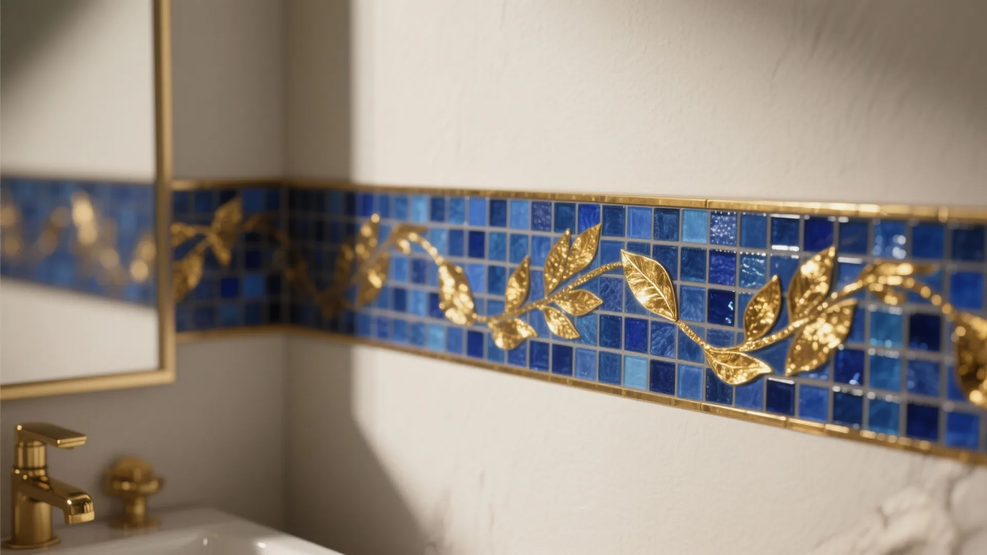 5. Accent Wall with Gold Leaf or Mosaic Inlay
