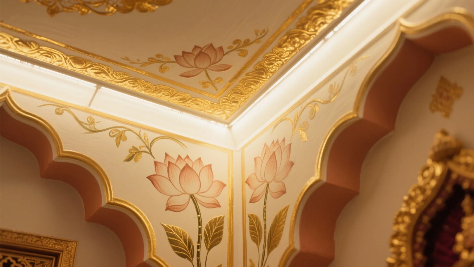 Hand-Painted Motifs or Gold Leaf Borders with Slim LED Frames