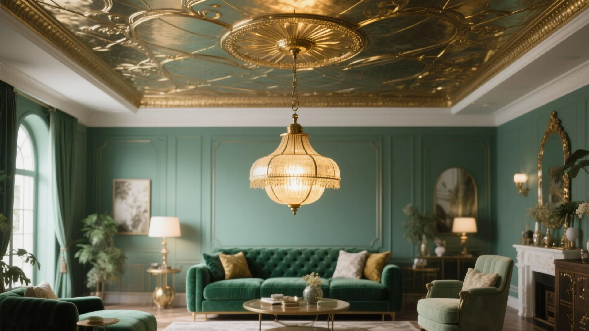 6. Statement Lighting with Gold Finish