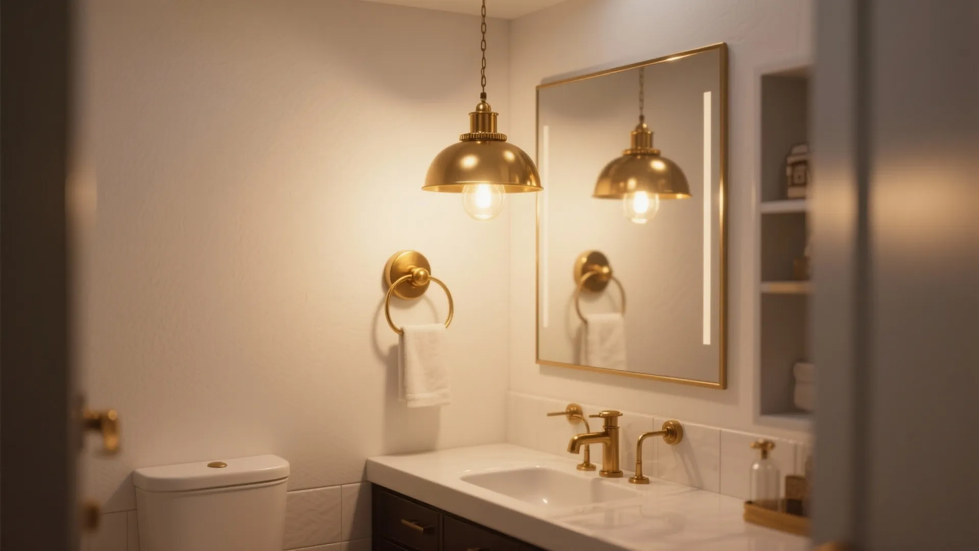 4. Statement Lighting in Gold