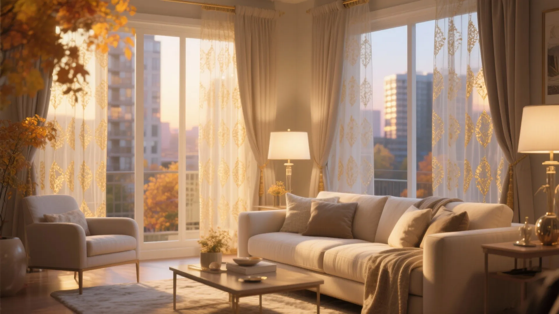 8. Sheer Gold-Thread Curtains