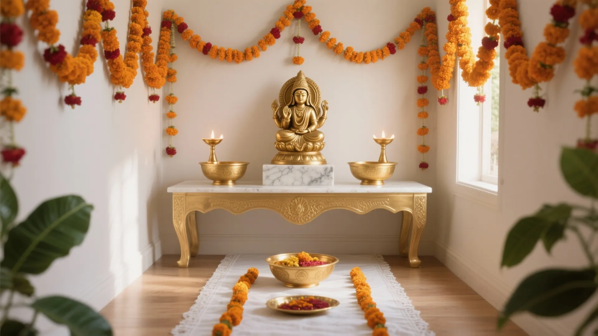 Classic Gold-and-White Altar Styling