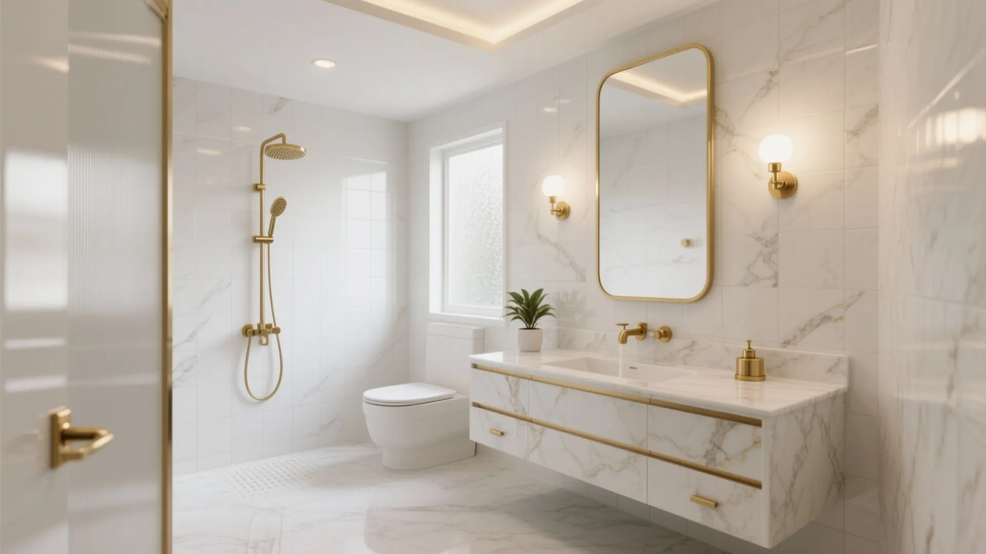 5 Gold & White Bathroom Ideas: Chic small-bathroom inspirations blending gold accents with crisp white surfaces