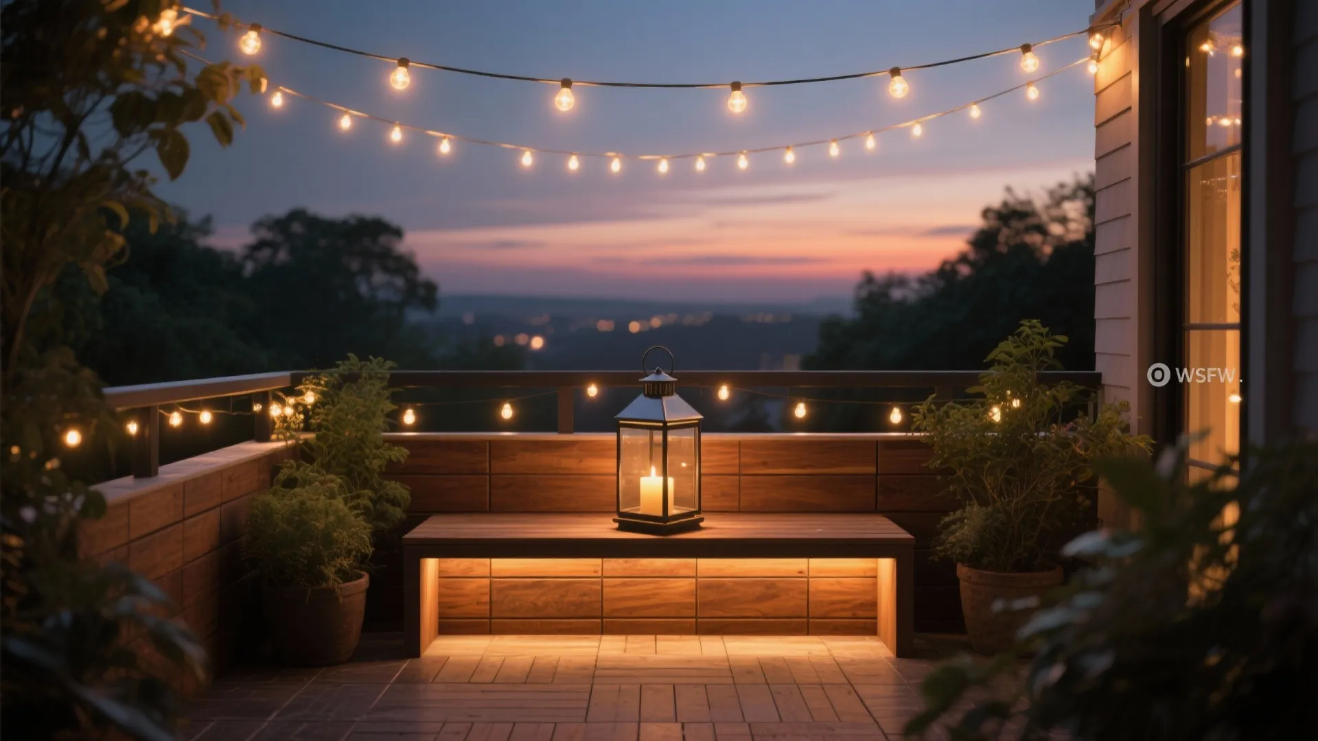 Layered lighting for golden-hour evenings