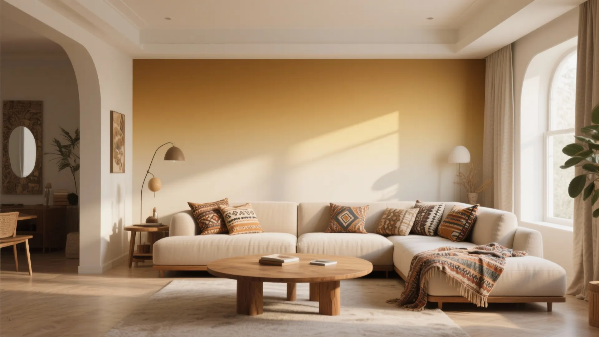 Golden Ombre Living Room Wall