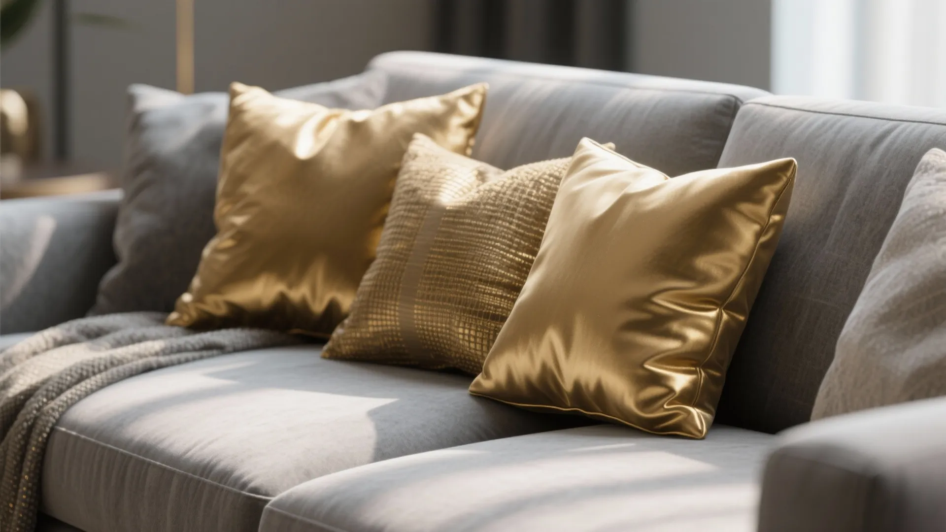 3. Golden Throw Pillows