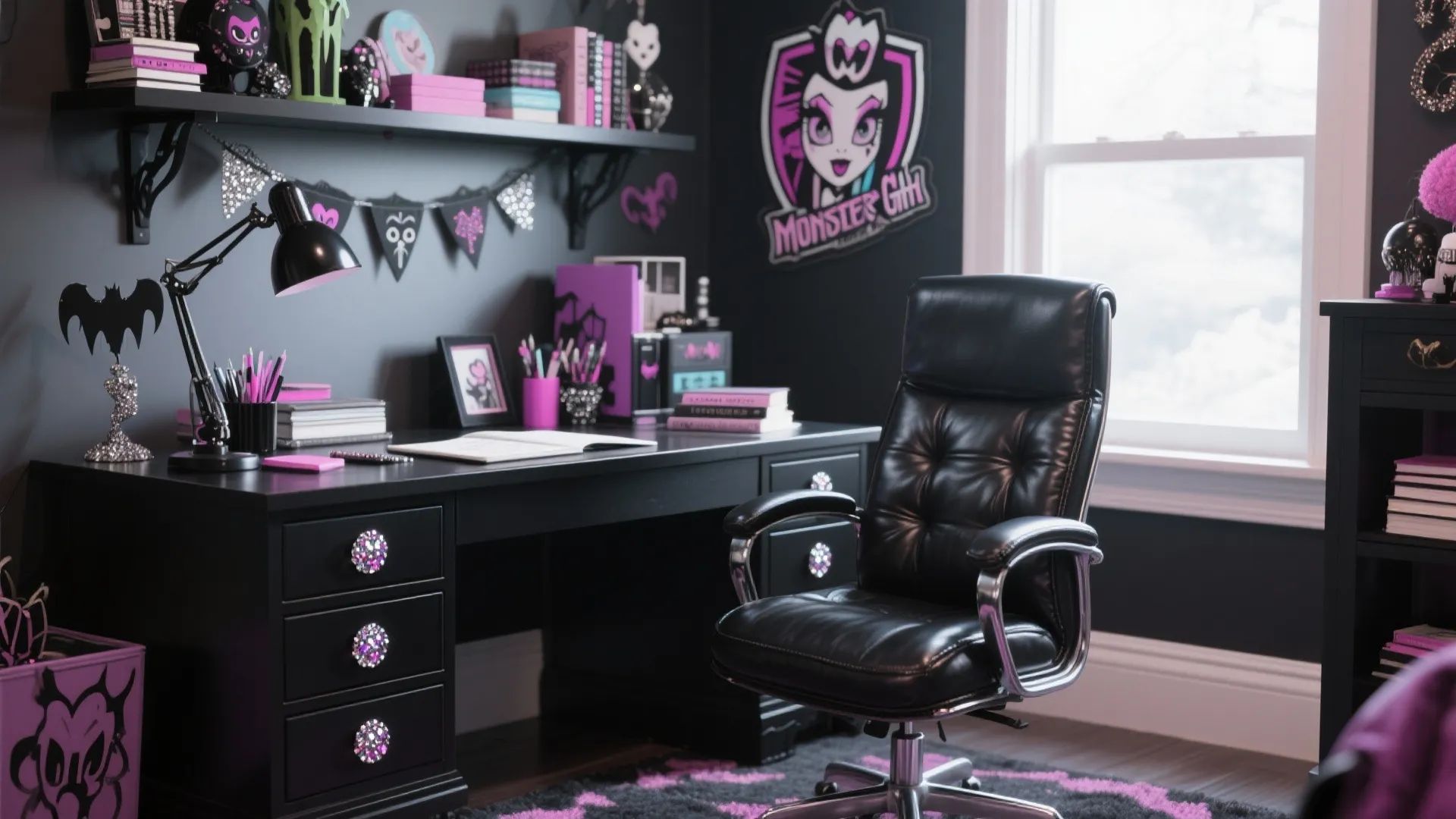 5. Goth + Glam Desk Area