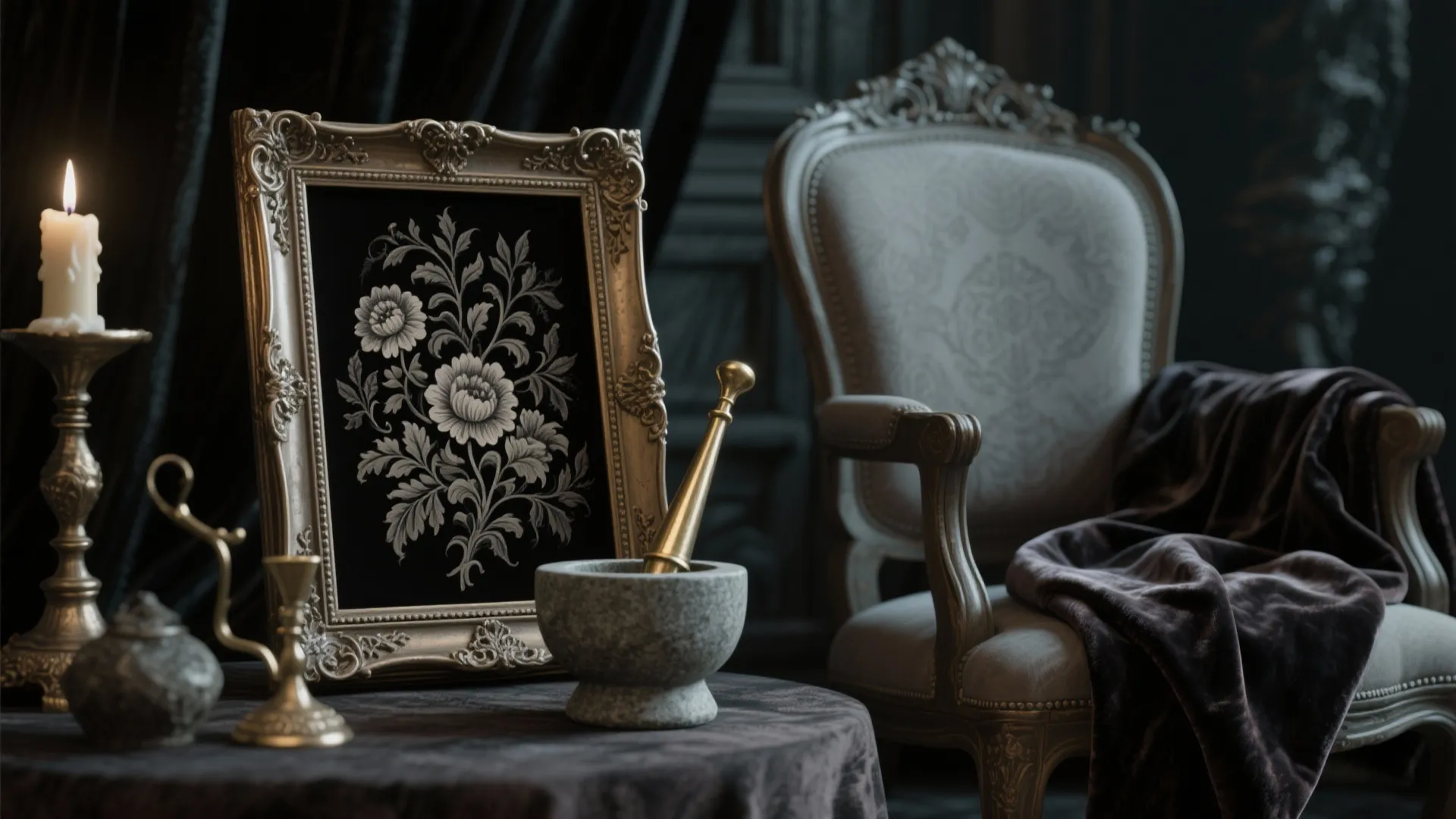 5. Curate Dark Art and Subtle Gothic Accents