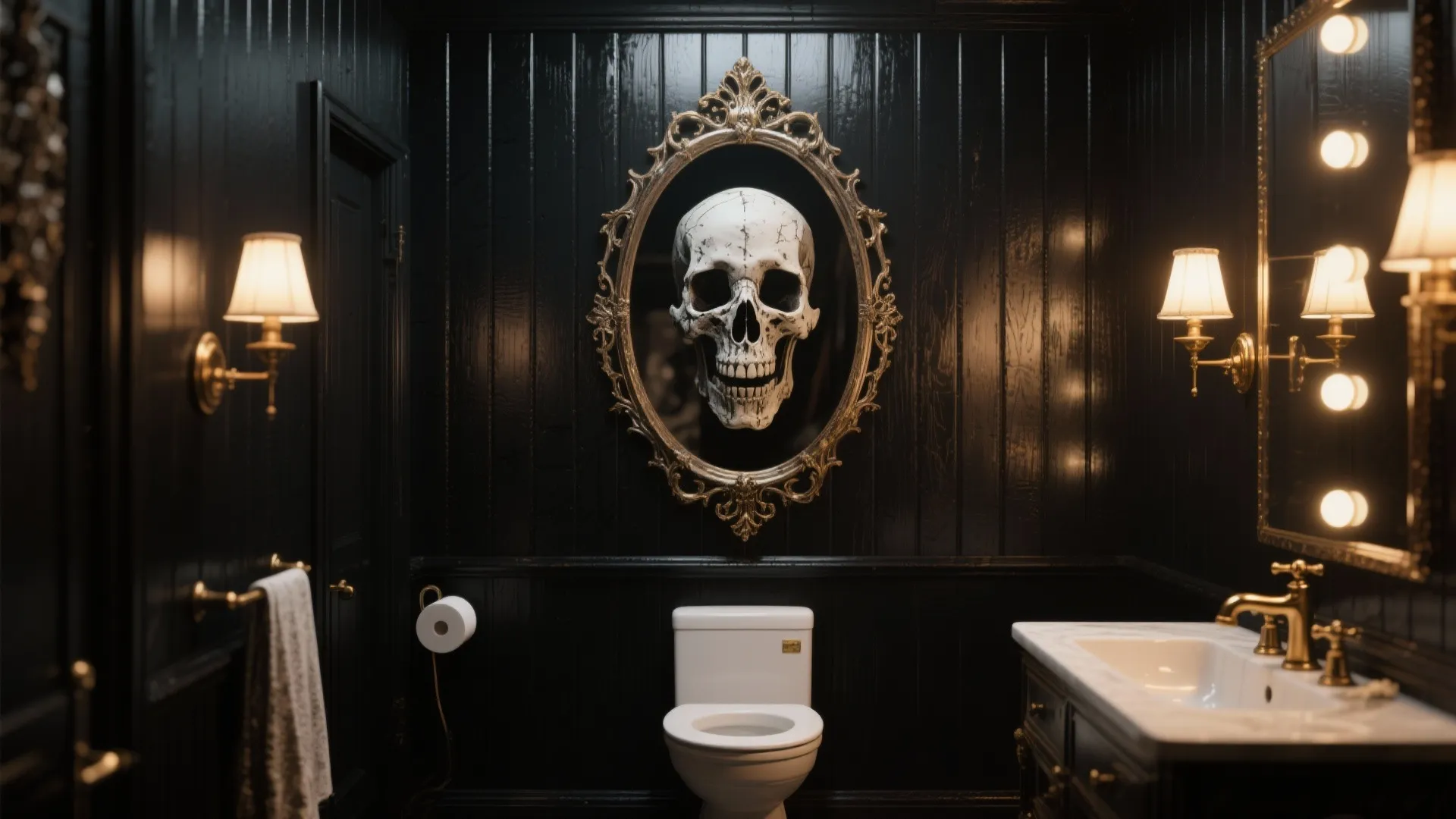 2. Gothic Glam in a Tiny Powder Room