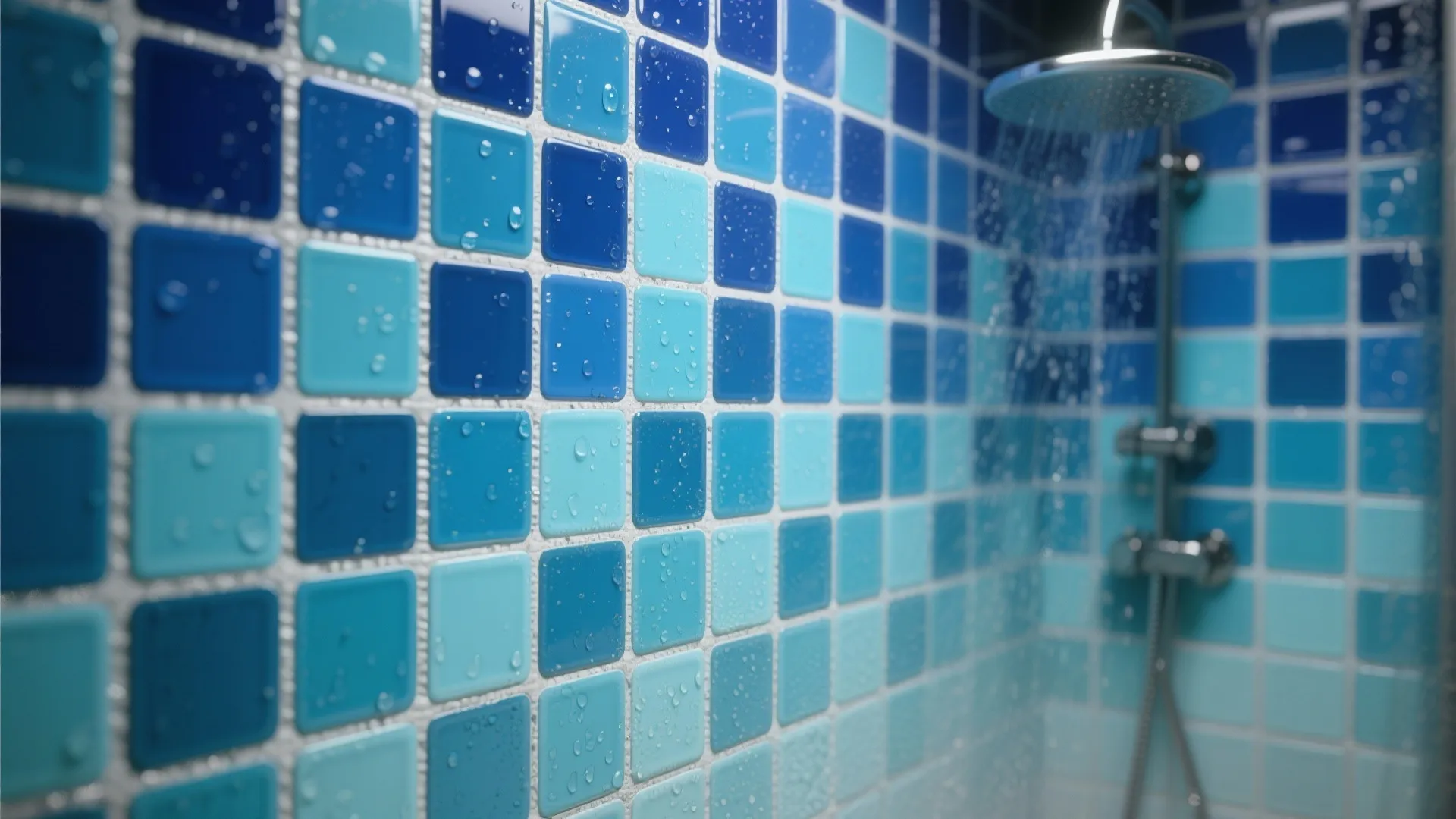 1. Gradient Blue Mosaic Feature Wall